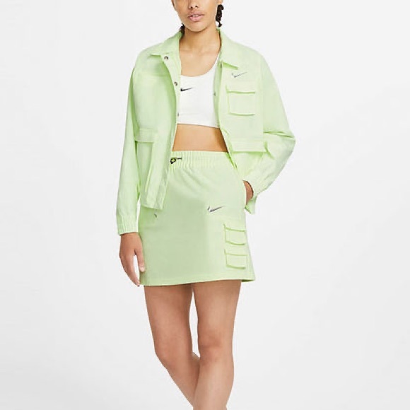 Nike Dresses & Skirts - NIKE SPORTSWEAR SWOOSH CARGO WOVEN UTILITY SKIRT - BARELY‎ VOLT - Yellow Green